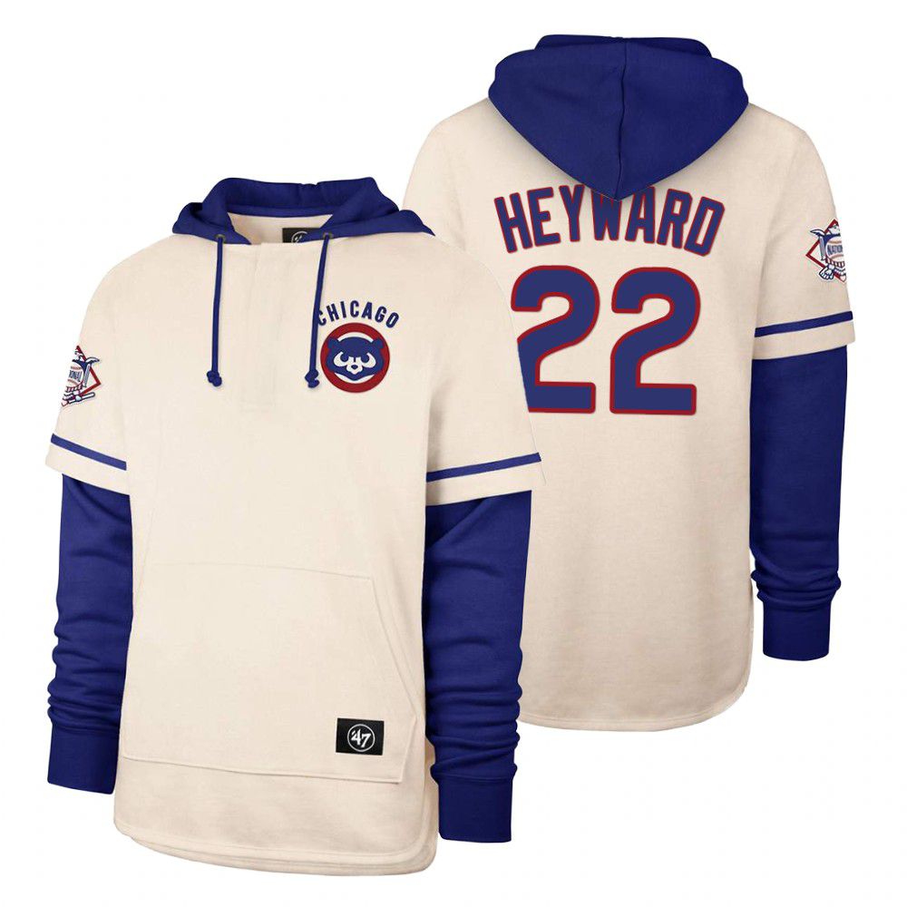 Men Chicago Cubs #22 Heyward Cream 2021 Pullover Hoodie MLB Jersey
